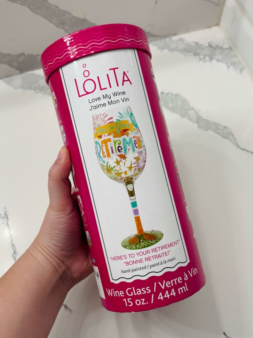 NWT Lolita “Here's To Your Retirement” Hand-Painted Wine Glass